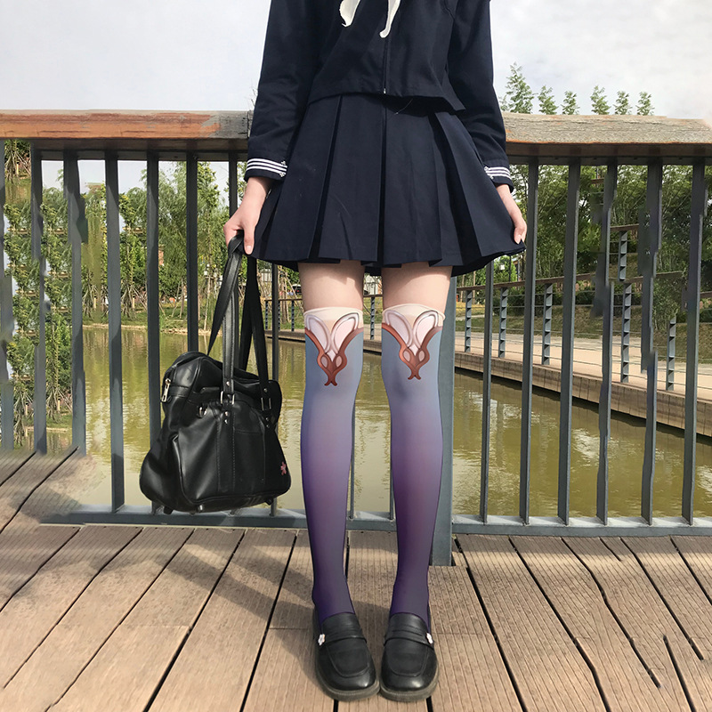 Cute Pattern Tights Over-Knee Socks with Geometric Design